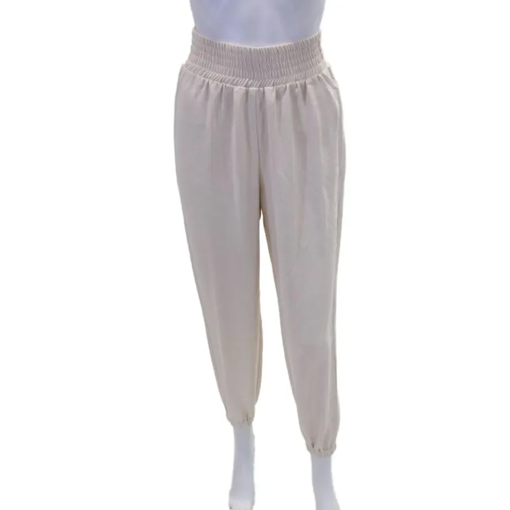 BB Dakota Womens Elastic Waist Pull On High-Rise Tapered Pants Beige Size